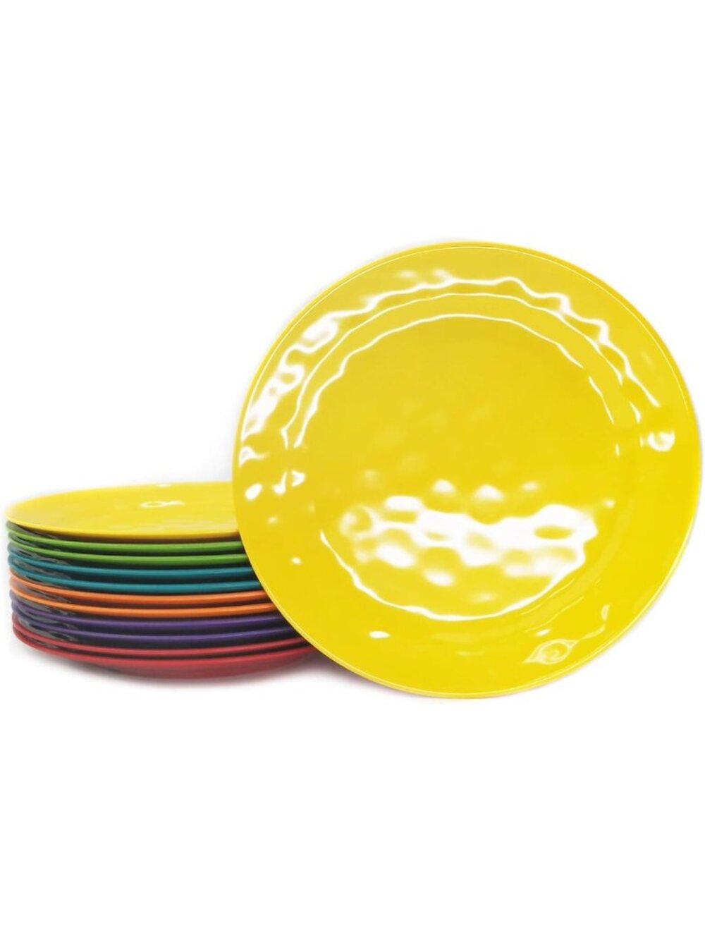 Colorful 12-Piece Melamine Dinner Plate Set - 10-Inch, Lightweight